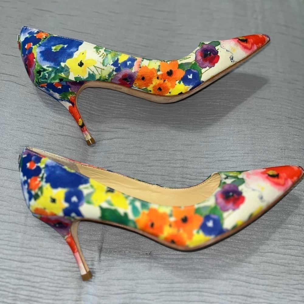 Ivanka Trump Floral Heels Used has Leather Soles
